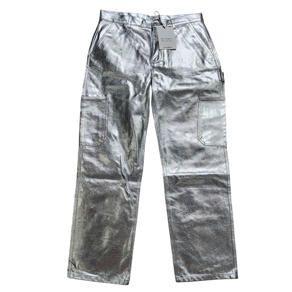 NWT Pull & Bear Silver Loose Fit Jeans Size 10